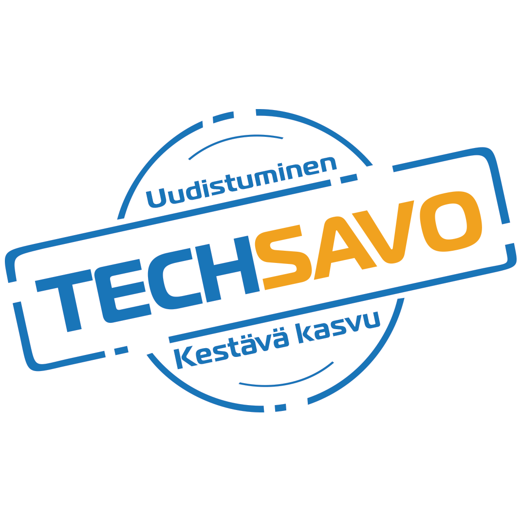Logo, jossa lukee TechSavo, uudistuminen, kestävä kasvu