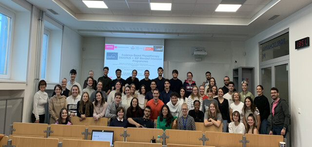 A group of all students and teachers who participated in the BIP program at Charles University in Prague.