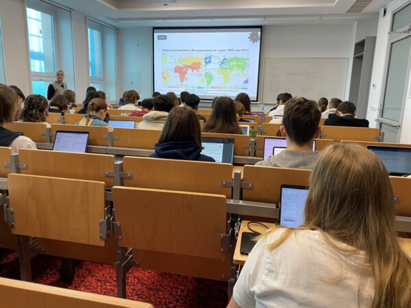 Students listening to the presentation.