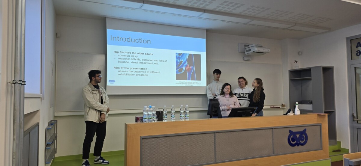 Students giving a presentation.