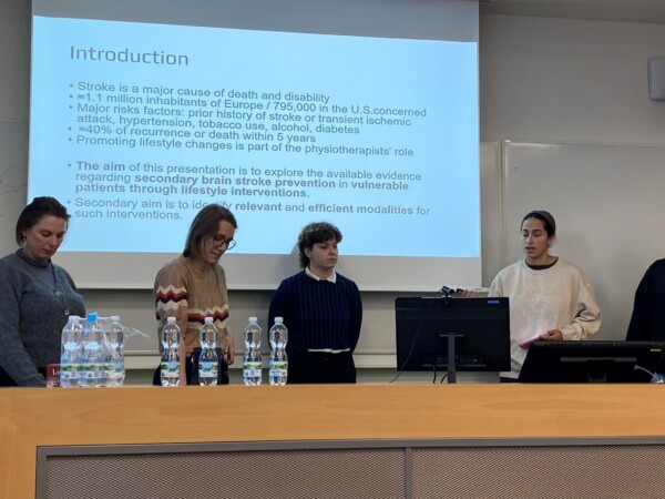 Students giving a presentation.