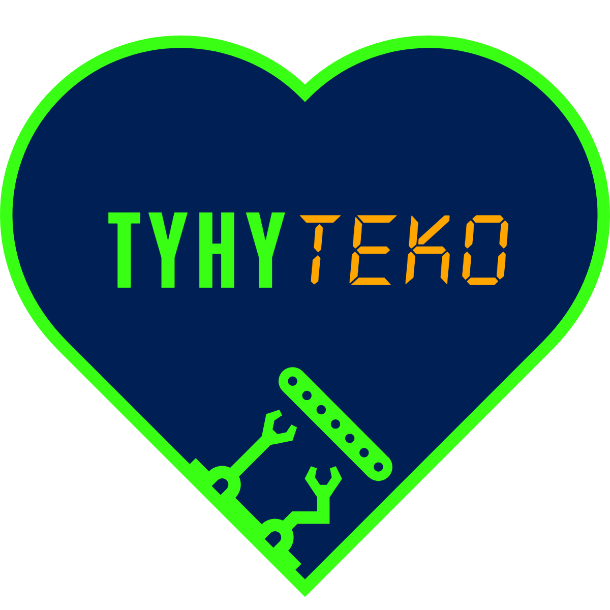 Kuvassa hankkeen sydämenmuotoinen logo ja teksti Tyhyteko.